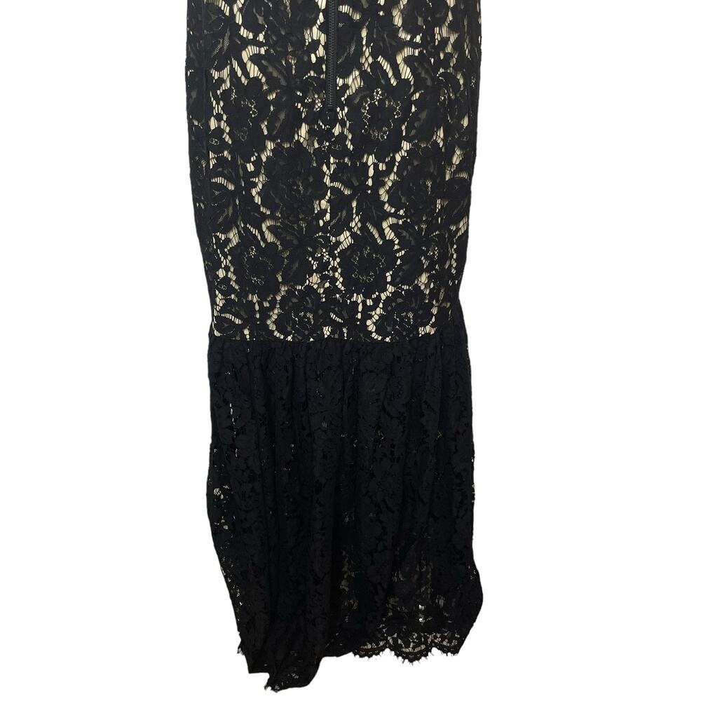 NWT Milly Black Lace Bustier Dress Maxi Floral Nude Lined Formal Cocktail USA 14 - Picture 7 of 12